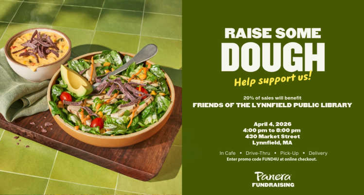 Panera fundraiser for the library 4/4 from 4-8pm.